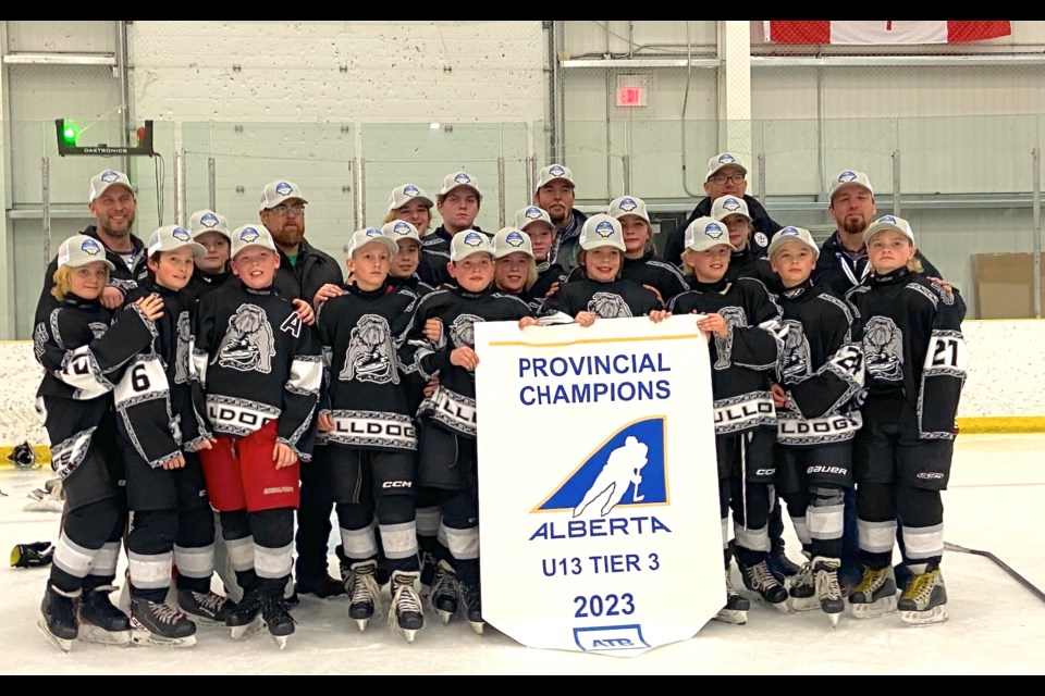 The Irvine Bulldogs are the 2023 U13 Tier 3 Alberta champions. The eight-team championship series played out in Lac La Biche from March 23-26.