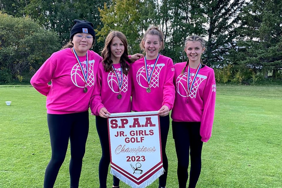 The Glen Avon School girls' golf team won this year's Jr. SPAA banner. Pictured are Sunshyne Lapatak, Brooklyn Deschamps, Trish Labrie and Clare Baerg.
