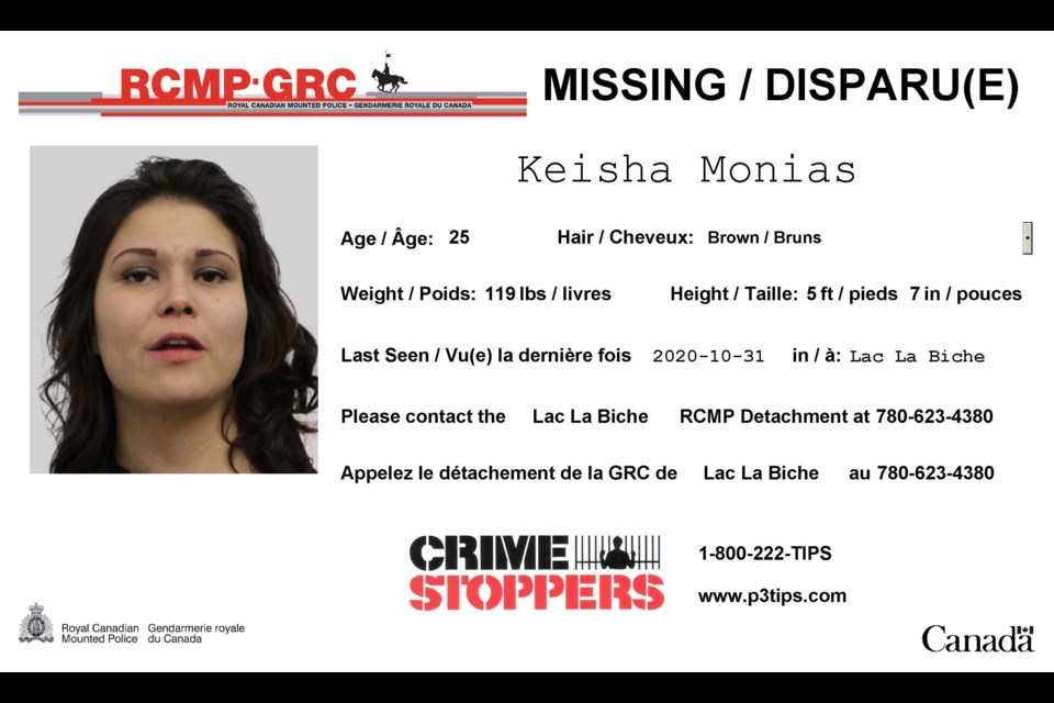 Lac La Biche have issued a missing person's bulletin for Keisha Monias.
