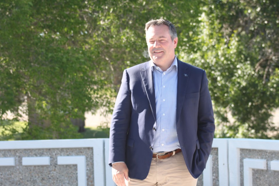 Premier Jason Kenney in good spirits during quick stop in St. Paul Wednesday.