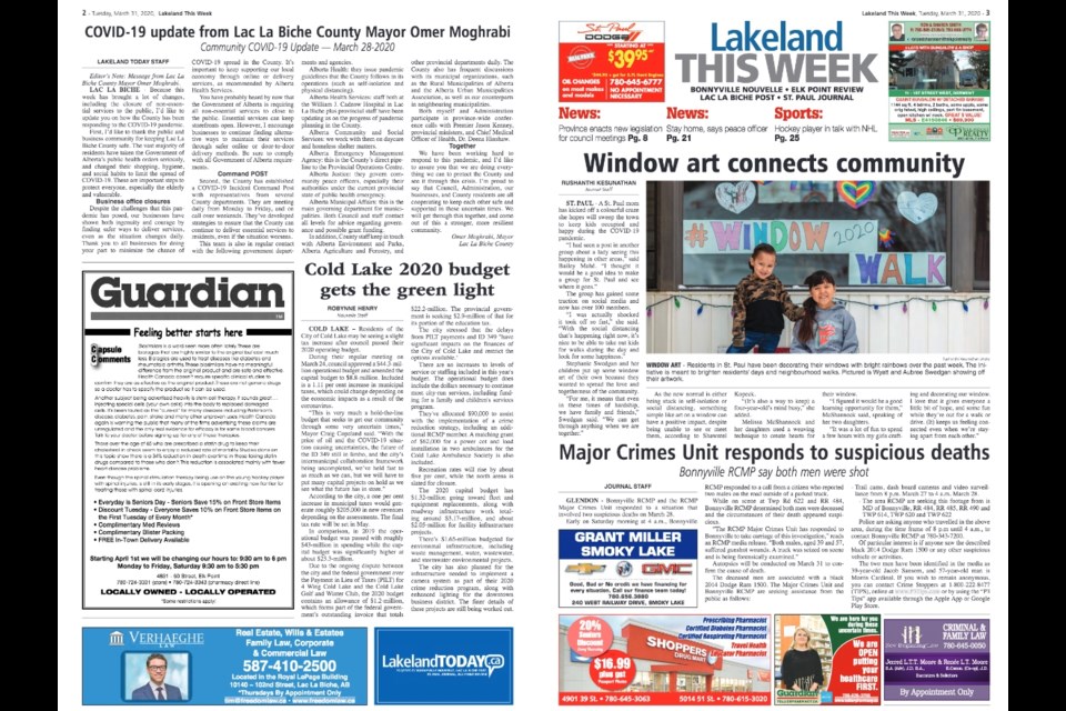 The new, regional Lakeland This Week is going out with news, information and promotion to  readers across the northeastern Alberta region that tens of thousands of people call home.
