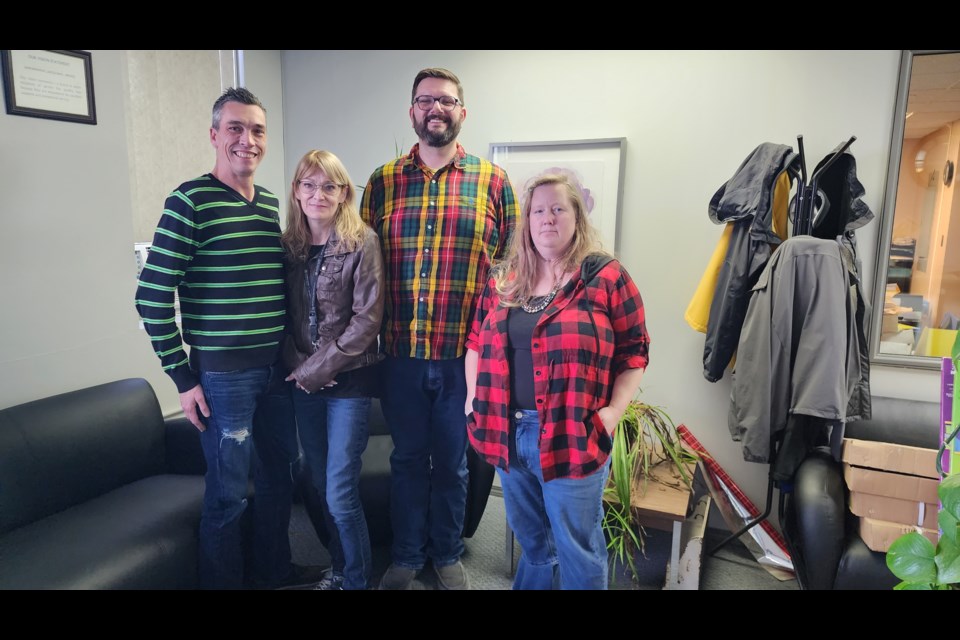 From left to right are Mark St. Germaine, Kyla Cameron, Curtis Isley, and Jodie Conley of St. Paul Abilities Network. They work under SPAN's Alberta Brain Injury Network Program.
