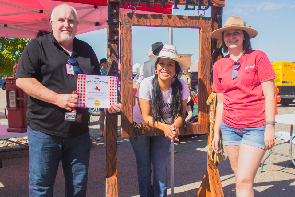 Members of the chili cook-off's winning team, Co-op Gas Bar, include (from left to right) Dominic Hickey, Nim Farina and Shelby Worthington.