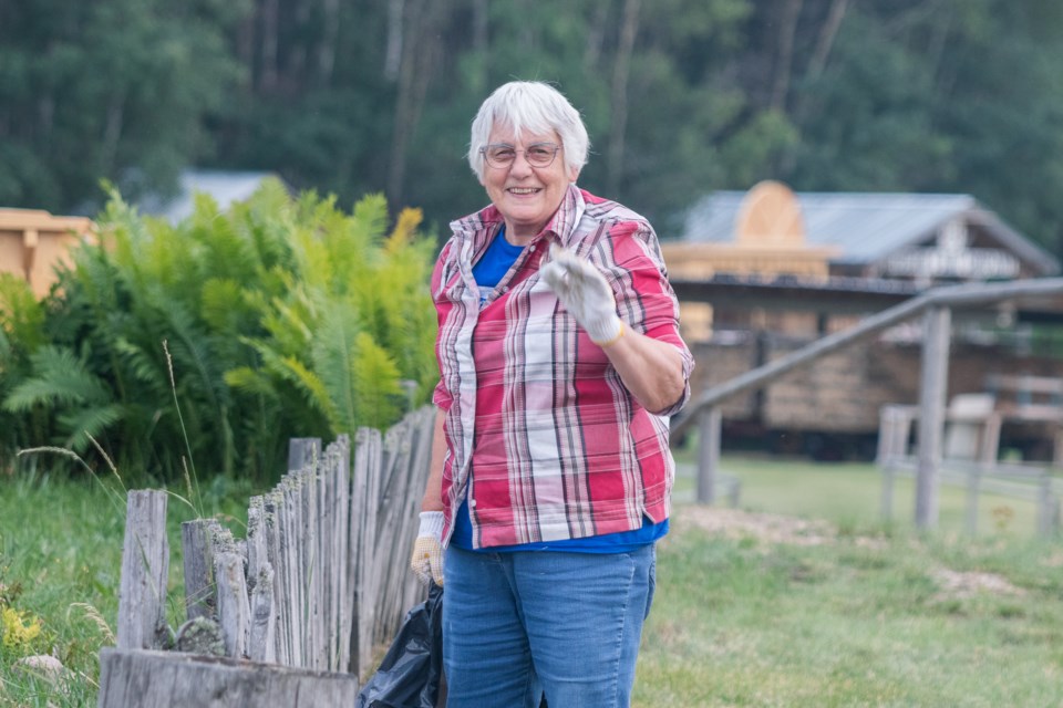 Lorraine Lawton helps out with preparations for the 2025 Haying in the 30's during Wednesday Work bees on July 16.