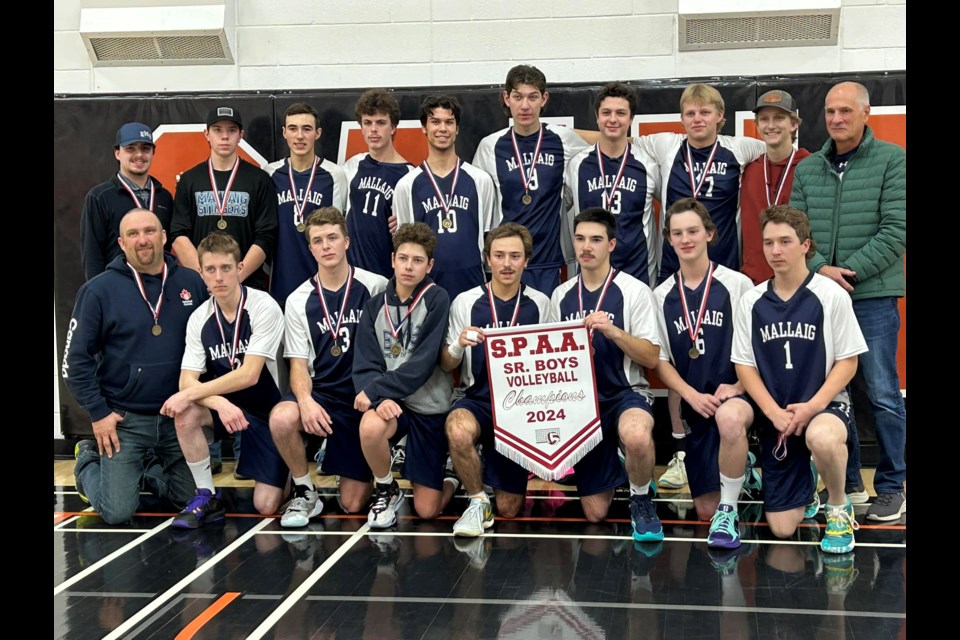 For the third year in a row, Mallaig School's senior high boys volleyball team won the senior high volleyball championship banner.