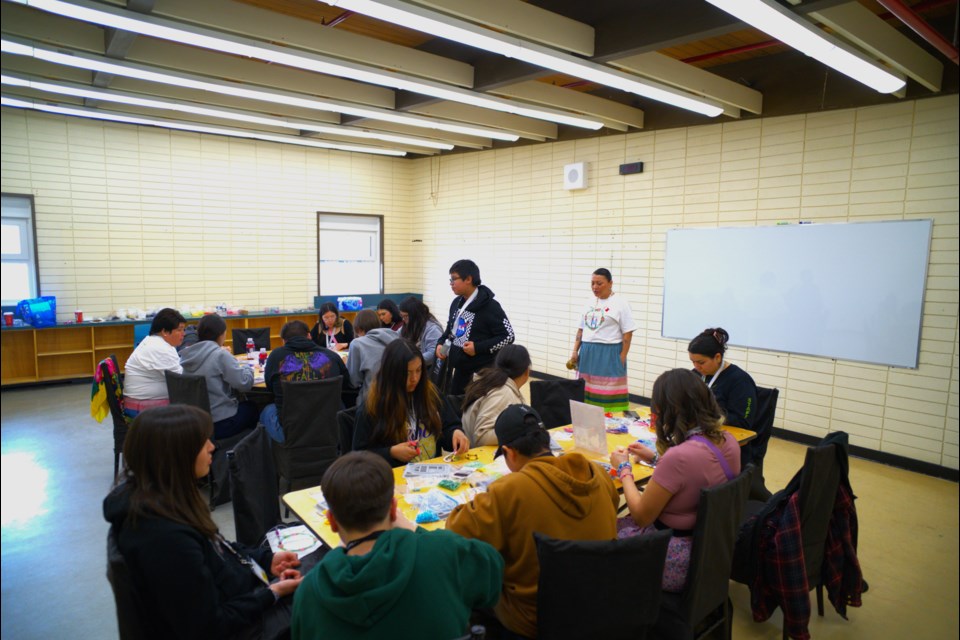 Andrea Steinhauer facilitates the "Heart of Beading" workshop during Saddle Lake Cree Nation's (SLCN) inaugural Youth Conference held from March 24 to 27.