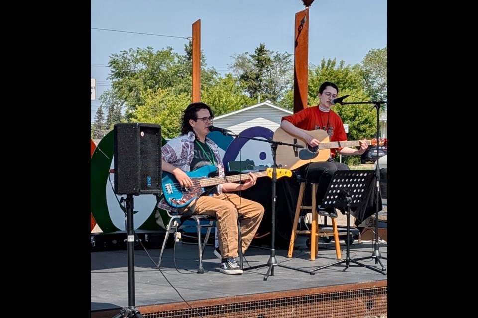 Brody Lilje and Rhiana Champagne are among the young musicians who performed at the Lions Park on July 11.