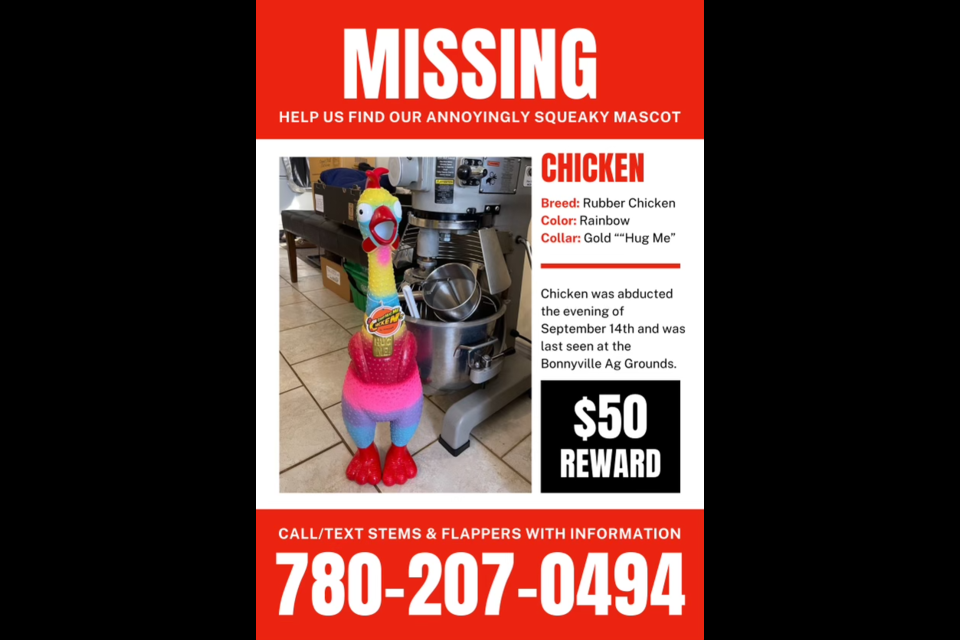 A missing 'Chicken' poster offers a $50 reward for the return of a popular Lakeland-based food truck's mascot.
