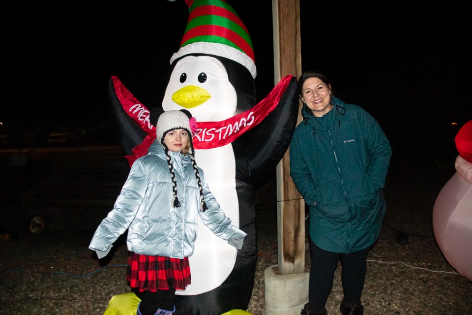 Willow (left) and her mother Joelene Hazen enjoy the cold night with a walk.