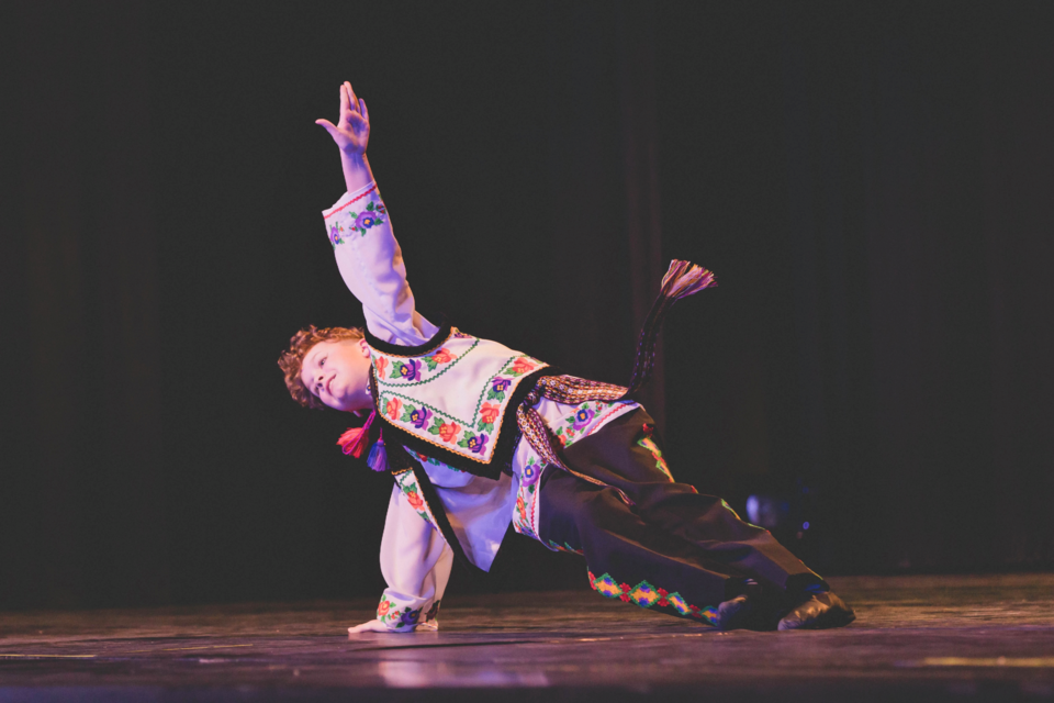 Finn Haugen dances during a previous performance with the St. Paul Desna dancers. Finn earned himself a role with this year's Nutcracker production with the Ukrainian Shumka Dancers.