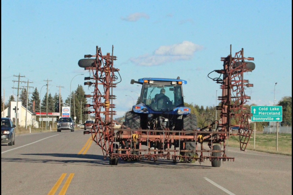 Farm machinery moving along local roads is a common site at this time of the year.