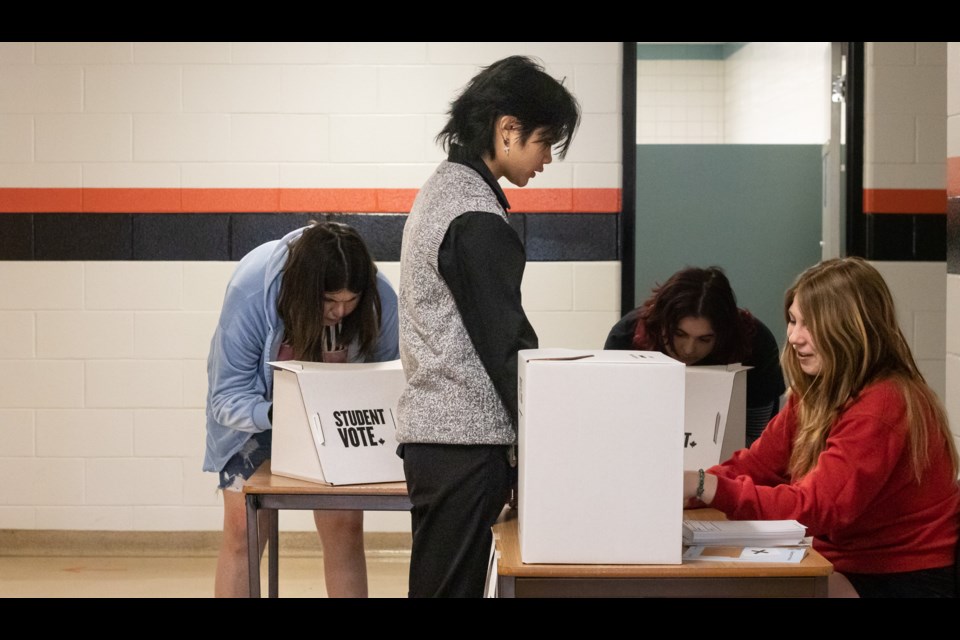  St. Paul Regional High School students participate in Student Vote Alberta 2023.
