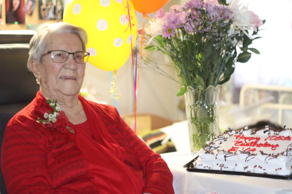 Evangeline St. Jean celebrated her 105th birthday on Feb. 27 with her daughters and nieces. She joked that the secret to her longevity is, "As long as you're breathing, you will live."