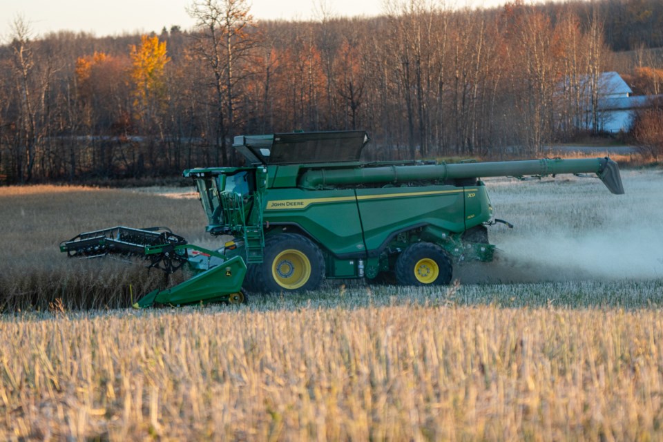 John Deere provided Acres of Hope with its brand-new combine as a demonstration. 
