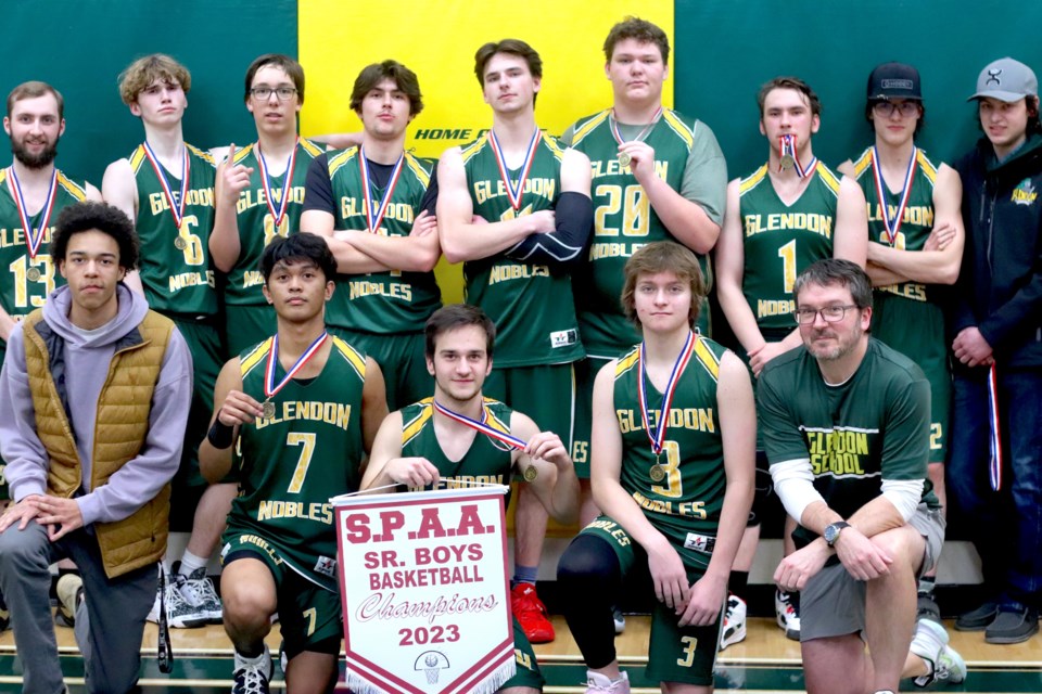Glendon School won the 2023 boys senior high SPAA basketball banner in a tight game against Ashmont School on March 6.