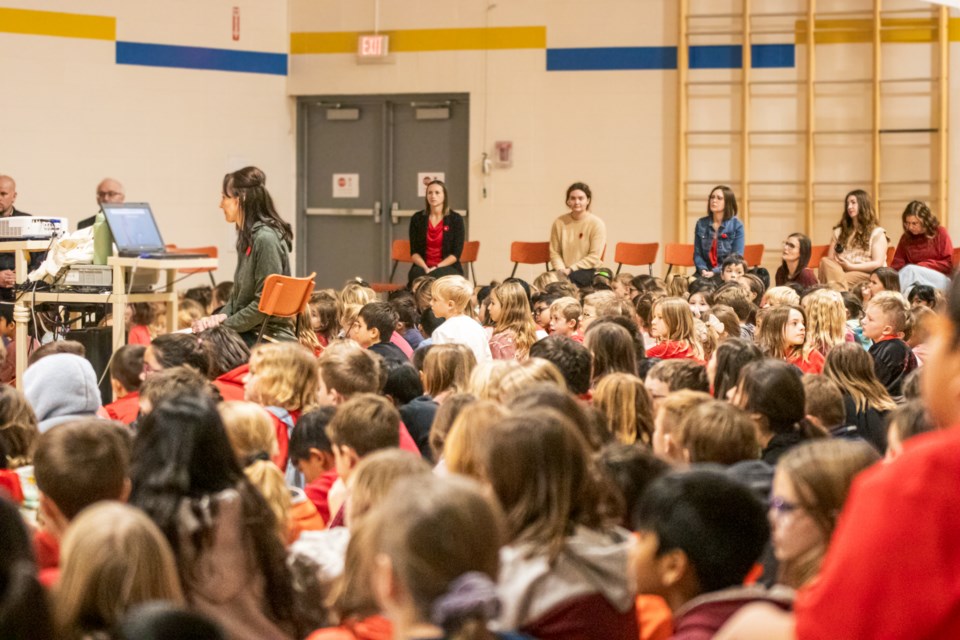 Over 400 elementary students participated in the Nov. 8 Remembrance Day assembly at the St. Paul Elementary.