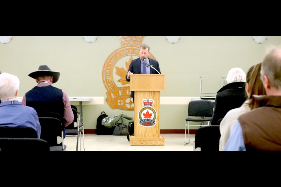 Minister of Public Safety and Emergency Services Mike Ellis speaks with St. Paul and area residents during a townhall visit to St. Paul on March 24.
