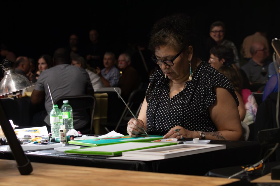 Mary Jane Houle is a Cree artist, who is also the Cree Liaison Language and Culture Instructor at École Racette Junior High School.