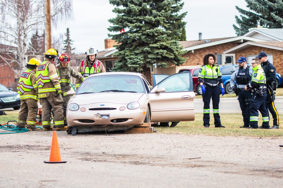On May 2, a mock collision was staged in St. Paul at the Recreation Centre parking lot for Grade 9 students in hopes of educating them about the consequences of impaired driving.