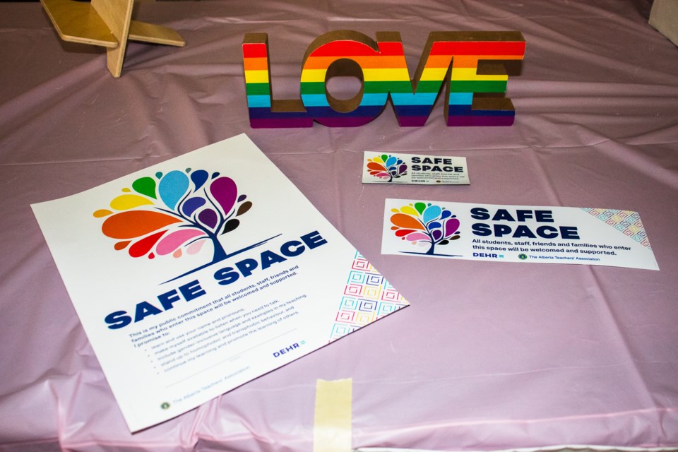 The 'safe space' poster was created by the Alberta Teachers Association to support young 2SLGBTQI+ students.