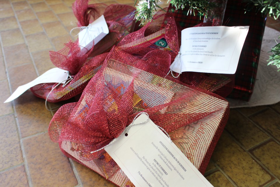 After receiving a donation from the community, the Bonnyville Municipal Library put together bundles of books to be given out to local families. Photo by Robynne Henry