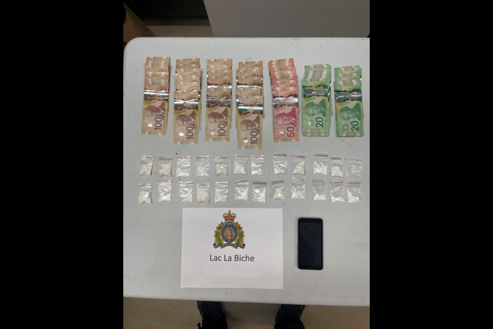 An image of items that Lac La Biche RCMP say were seized during an arrest at the Highway 881 weigh scales on November 22.