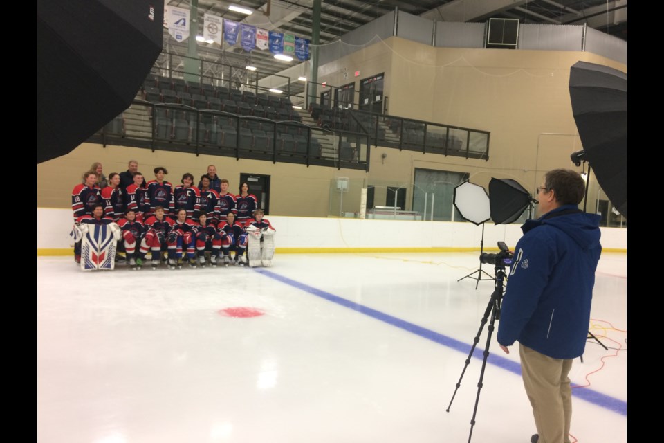 Lac La Biche hockey teams took a break from slapshots last week for some team snapshots. The annual team and individual photos of all age levels were taken by J. A. Williams High School audio-visual teacher Matt Dyck, his son Wyatt and wife Chris. 
