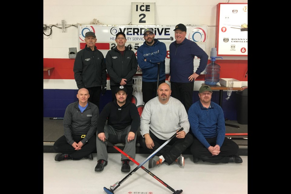 Men's A Event winners sponsored by CSN JD Collision are Ernie Piquette, Joel Michaud, Joey Duperron, Laurier Dargis. Runners-up are Paul Ouellette, Darren Melnyk, Lance Marchand, and Larry Thompson.