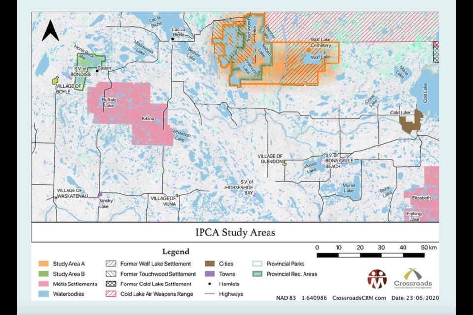 The study area includes areas surrounding Amisk Lake, North Buck Lake and Big Johnson Lake, indicated in green.
