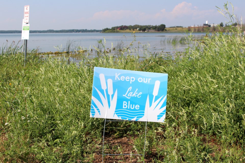 The Keep Our Lake Blue campaign kicked off at Vezeau Beach on July 30. Photo by Robynne Henry. 