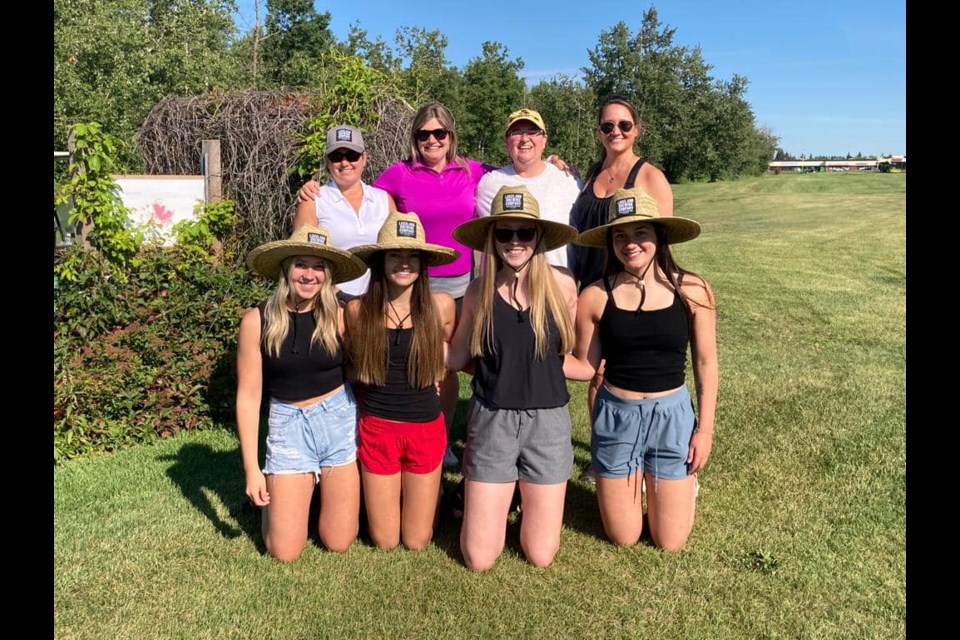 A number of golf teams took part in the Tee OFF for MS on Aug. 12 in St. Paul, including: (Back row) Kim Reszel, Brenda Billo, Crystal Toma, Corinne Lotoski and (front row) Grace Burton, Kylee Lotoski, Lexis Ouellette, and Jordyn Lotoski.
