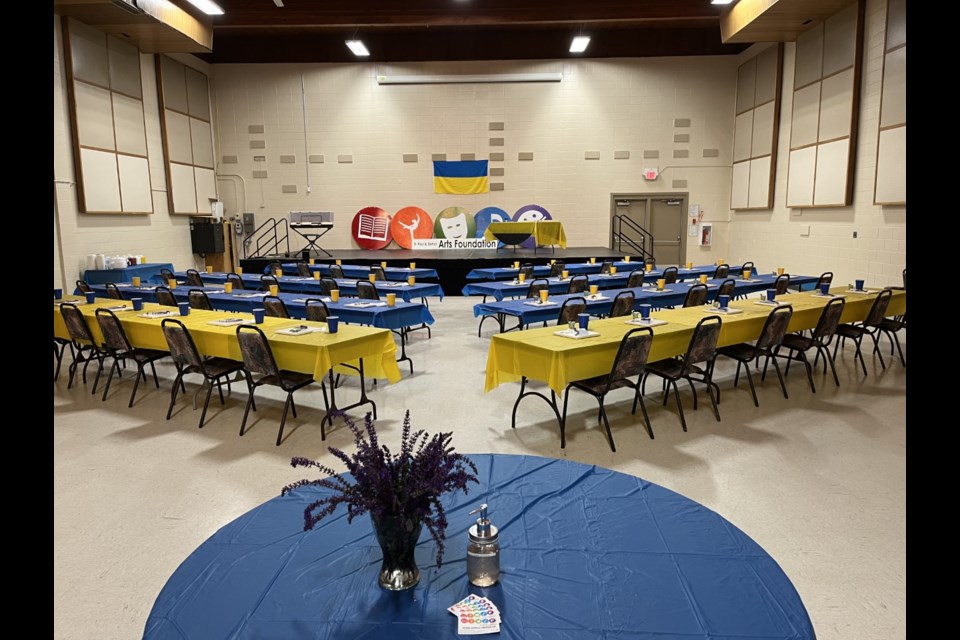 The St. Paul Rec. Centre was prepped and ready to welcome artists for the paint night for Ukraine event hosted by the St. Paul & District Arts Foundation Friday evening. 
 - Vanessa Gizowski photo