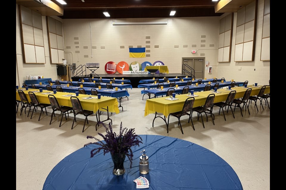 The St. Paul Rec. Centre was prepped and ready to welcome artists for the paint night for Ukraine event hosted by the St. Paul & District Arts Foundation Friday evening. 
 - Vanessa Gizowski photo