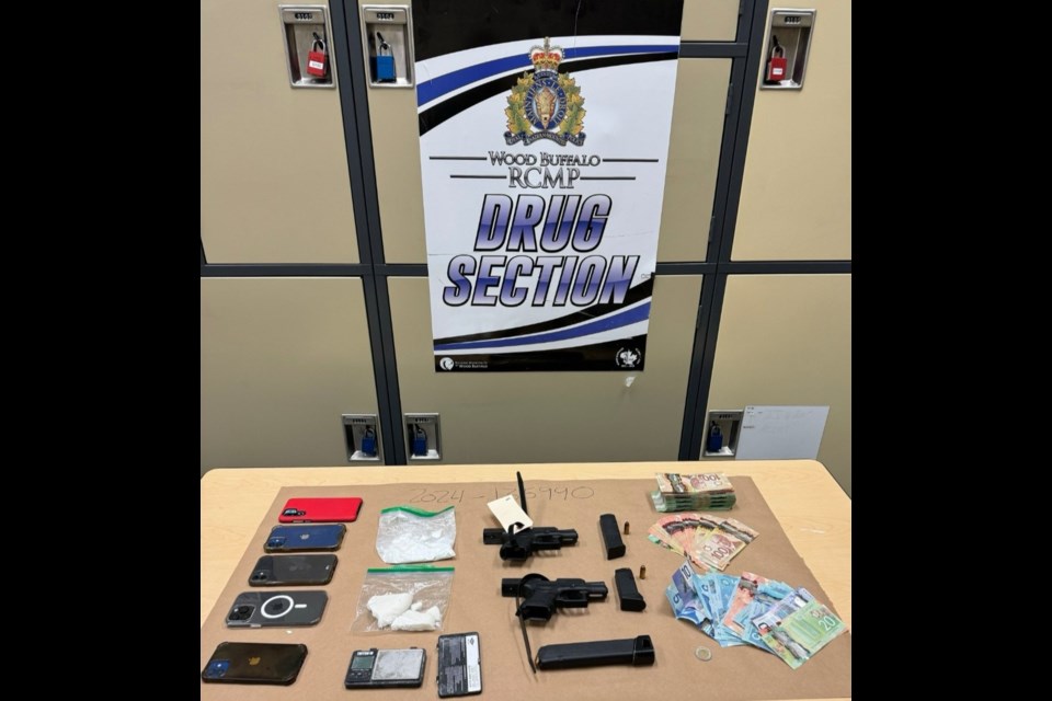 Wood Buffalo RCMP provided this photo, describing the items as being from a recent search and seizure at a Fort McMurray home.