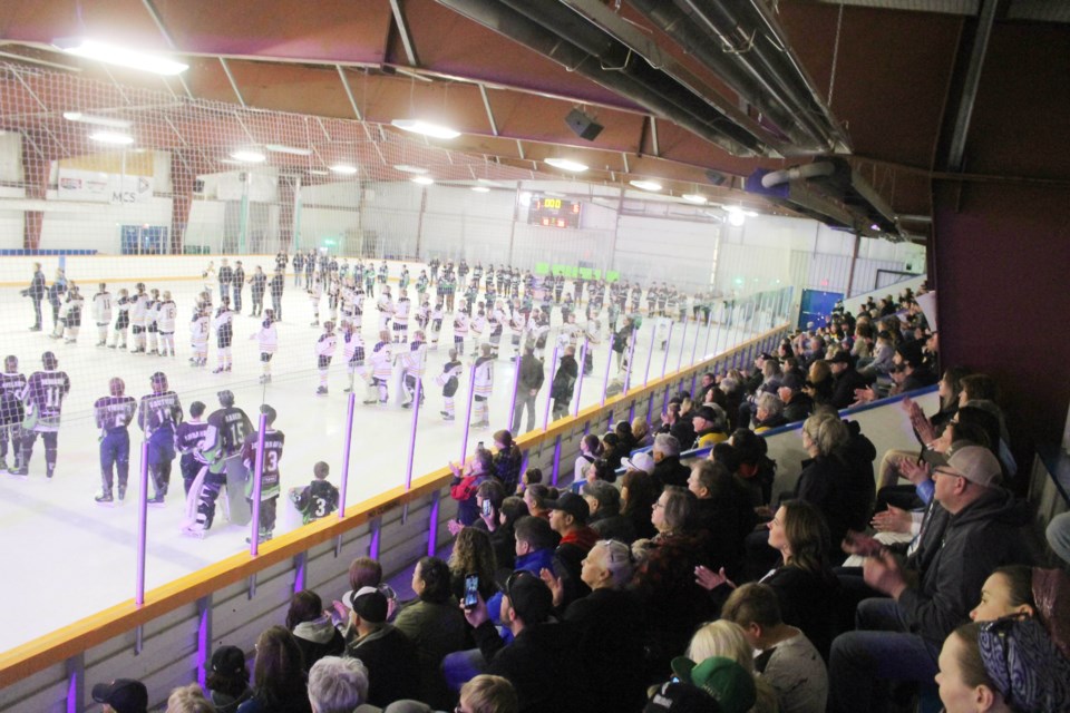 It was a packed house at the Plamondon Arena for the opening ceremonies of the U15 Tier 1 no-body-contact Provincials weekend.