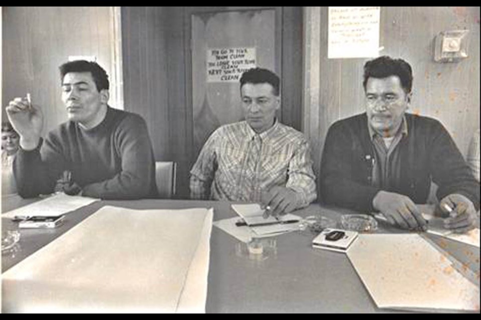 Three of the four key founders of the sit-in protest, Laurence Spence, William Erasmus and Raymond Harpe. Not pictured: Veronica Morin.              Photo -  Portage College