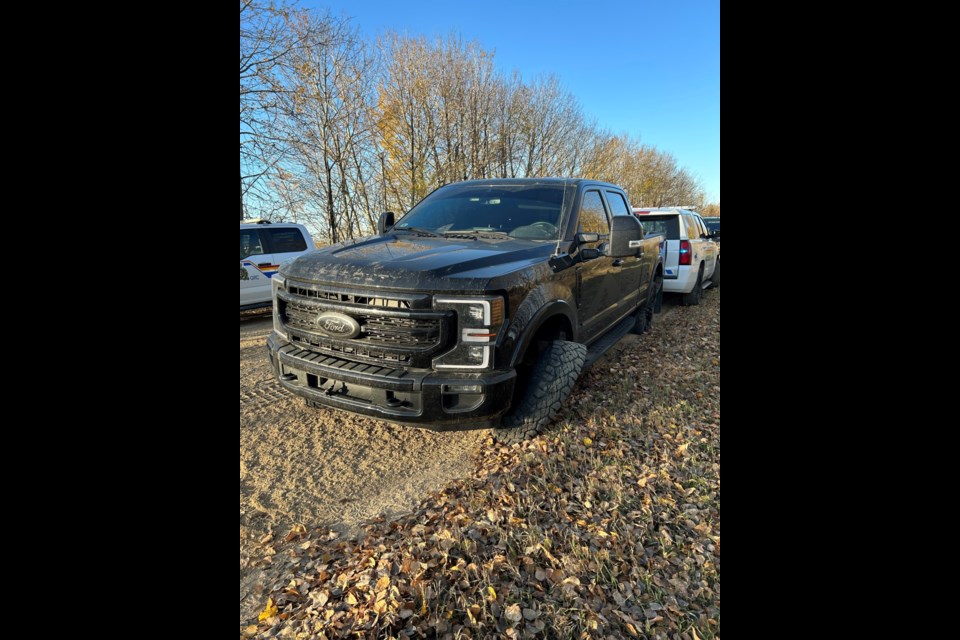 The Ford truck that RCMP say was stolen from the Boyle area and then driven across rural properties from Boyle to Lac La Biche.