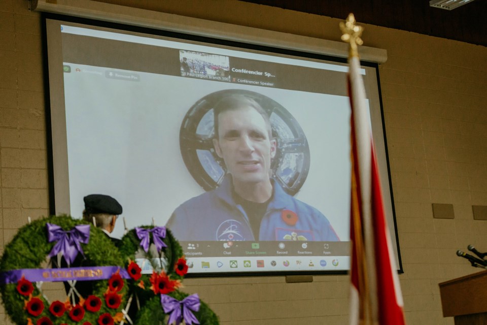Joshua Kutryk speaks at the 2022 Remembrance Day ceremony in St. Paul, virtually.
