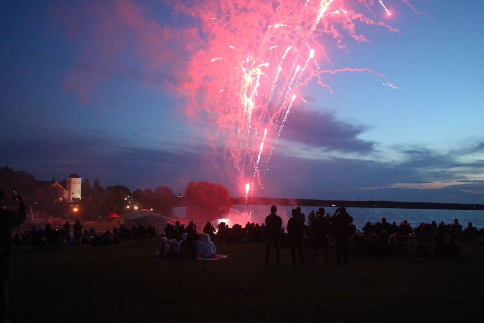 Lac La Biche's 2023 Canada Day fireworks show, set against the backdrop of Lac La Biche lake and McArthur Park, drew hundreds of viewers.