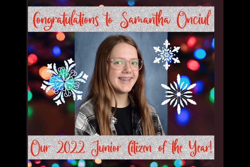 Samantha (Sammy) Onciul was selected as the 2022 Junior Citizen of the Year. She will light the big tree on Thursday night.