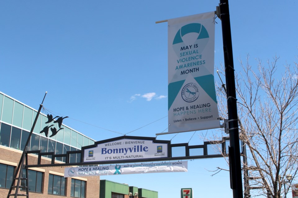 May is Sexual Violence Awareness Month. There are signs throughout the Town of Bonnyville raising awareness for the issue. Photo by Robynne Henry.  