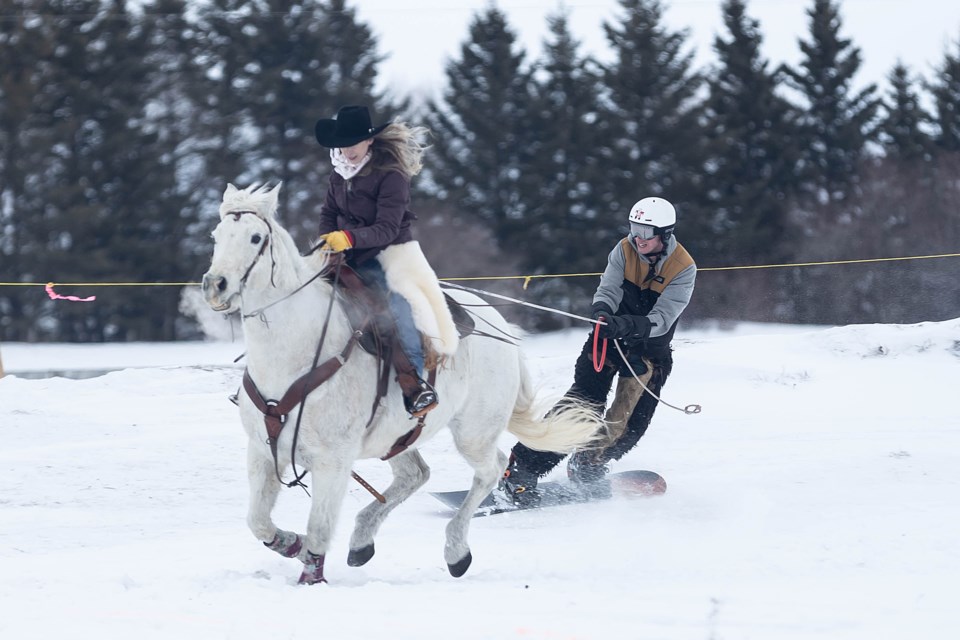 Action from the 2022 skijoring event in St. Paul.
