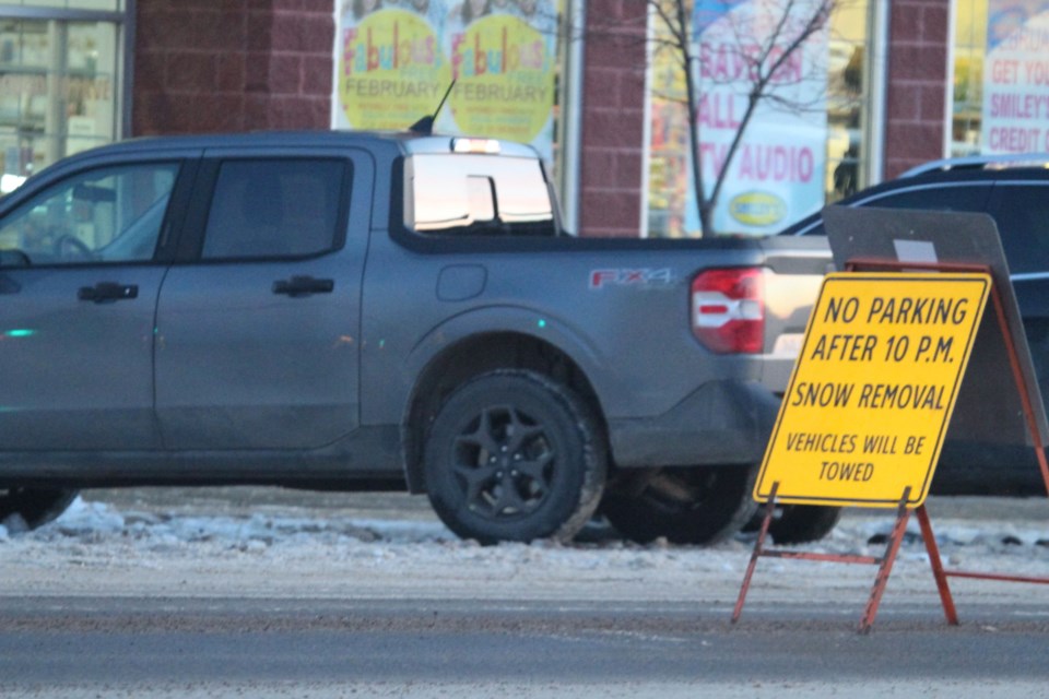 Just a reminder for the Lac La Biche downtown area — the signs were out today, and the graders will be out all night. 