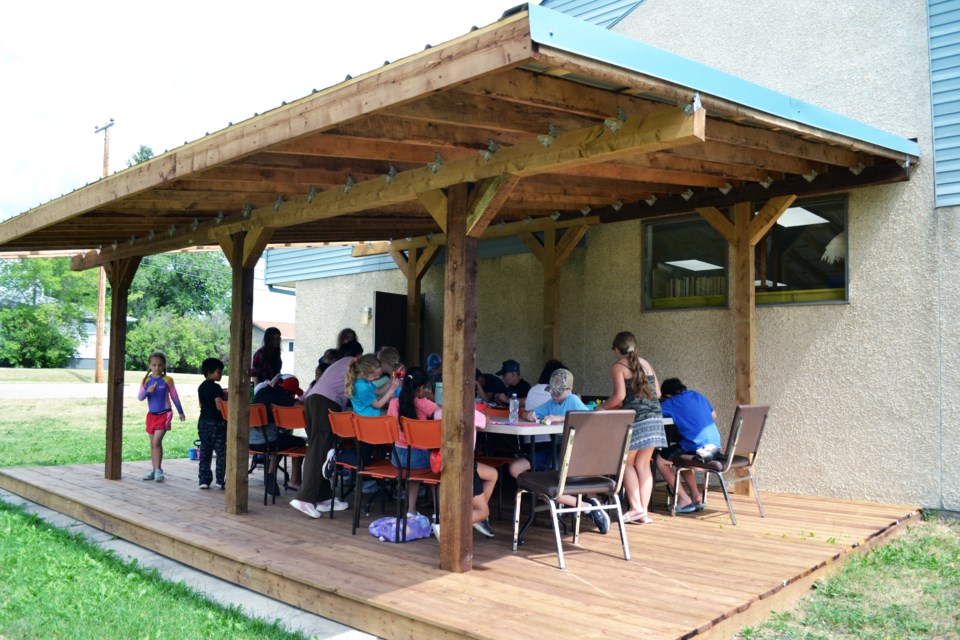 Laverne Wilson Public Library’s new deck was crowded with crafters as the 2025 Summer Reading Program got underway on Thursday.