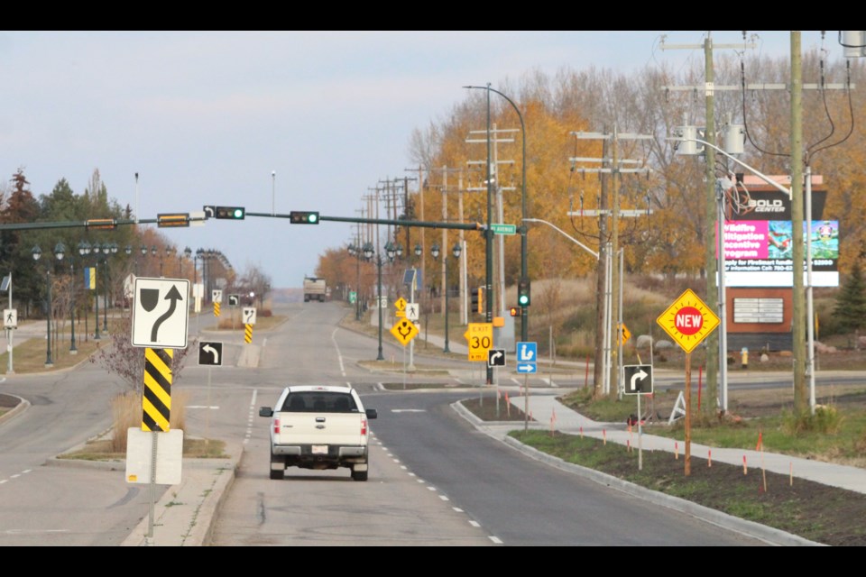 The new streetlights are part of a busy vista of signs along the Beaver Hill Road access to the hamlet.  According to Lac La Biche County's 2021 budget documents, the municipality has 4,054 traffic signs in its inventory and 3,202 address signs. 