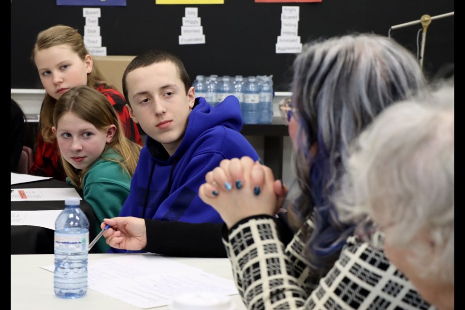 Students at Dr. Bernard Brosseau Middle School in Bonnyville speak with the Lakeland Catholic School Division board of trustees.