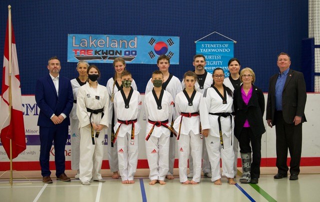 Left to right both rows included:
Master Jeremy Wilhelm (whitecourt), Tammy Clark, Jailyn Corbin, Orisha Clark, Jed Hansen, Josh Hansen, Roary Clark, Braelyn Havanka, Calvin Crossland, Samantha Duhamel, Lauren Mischuk, Leona Crossland, Master Jim Rennie JR. Photo taken by: Darryl Hansen