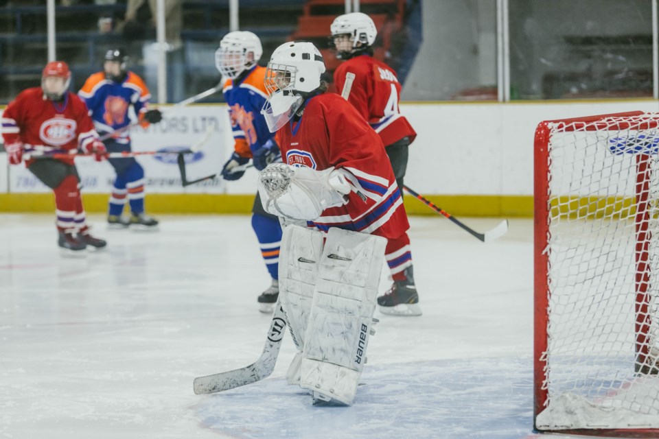 St. Paul Canadiens U18-2 goalie Dario Zappitelli worked hard to keep the puck out of the net. 