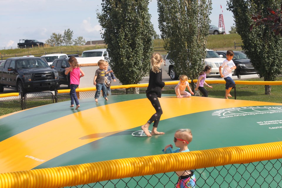 The massive jumping pillow at Vezeau Beach is one of the newest amenities in the park’s playground.