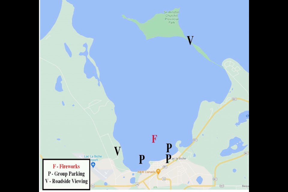 Vehicle viewing and parking spots for Monday fireworks       Google/creation